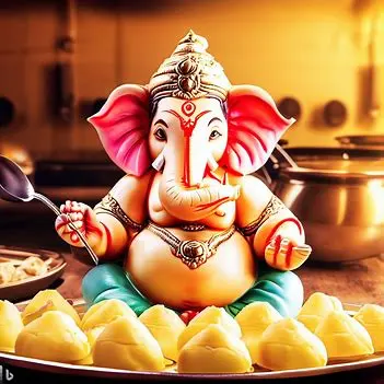 lord-ganesha-eating-modak-bhartiyam-modak reciepie.webp